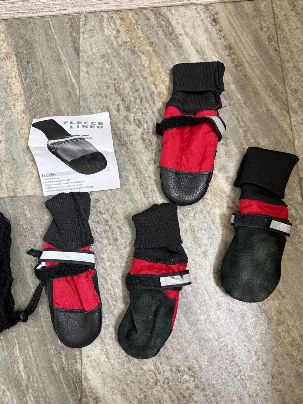 Red Fleece-Lined Dog Boots (Brand: )